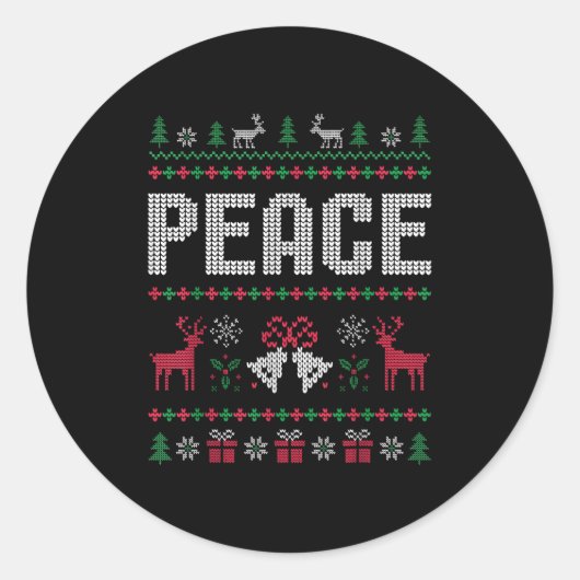 Sticker Rond Je Viens En Paix Noël Noël Noël Noël Noël Reindeer (Devant)