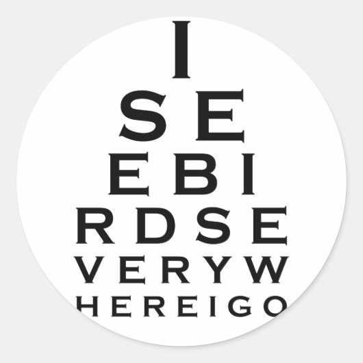 Sticker Rond Je Vois Oiseaux Eyechart (Devant)