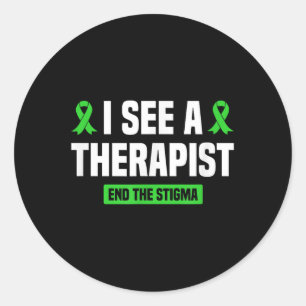 Sticker Rond Je Vois Un Thérapiste Mettre Fin À La Stigma Menta