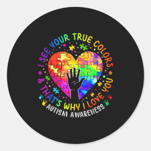 Sticker Rond Je vois vos vraies couleurs Casse-tête du cœur Mon