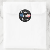 Sticker Rond Je Vote Pour L'Amour (Sac)