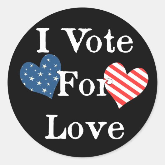 Sticker Rond Je Vote Pour L'Amour (Devant)