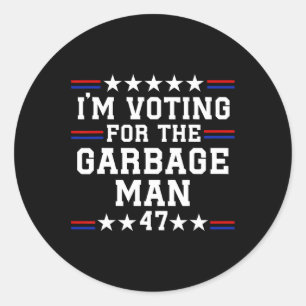 Sticker Rond Je vote pour le Garbage Man - Garbage pour Trump