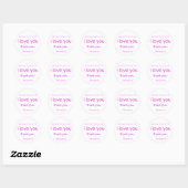 Sticker Rond je vous aime collant rond (Feuille)