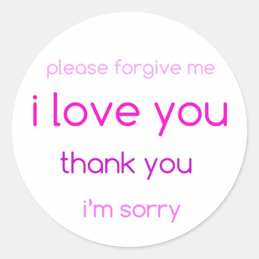 Sticker Rond je vous aime collant rond (Devant)