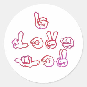 Sticker Rond Je vous aime en langue des signes