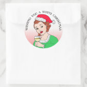 Sticker Rond Je vous souhaite un Humour de Noël blanc (Sac)