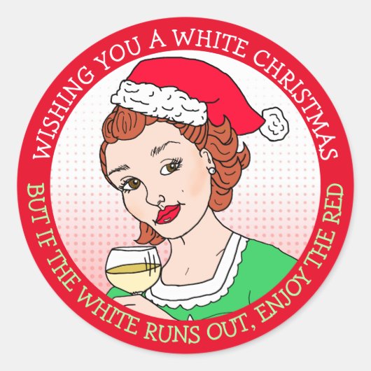 Sticker Rond Je vous souhaite un Humour de Noël blanc (Devant)