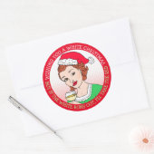 Sticker Rond Je vous souhaite un Humour de Noël blanc (Enveloppe)