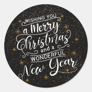 Sticker Rond Je Vous Souhaite Un Joyeux Noël