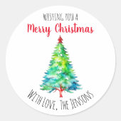 Sticker Rond Je vous souhaite un joyeux Noël personnalisé (Devant)