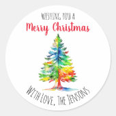 Sticker Rond Je vous souhaite un joyeux Noël personnalisé (Devant)