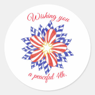 Sticker Rond Je vous souhaite une 4ème Fleur Patriotique paisib