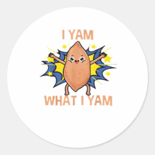 Sticker Rond Je Yam Ce Que Je Yam Funny Sweet Potato Thanksgivi