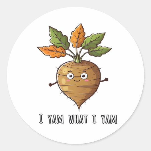 Sticker Rond Je Yam Ce Que Je Yam Mignonne Et Cosy Classe De De (Devant)