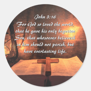 Sticker Rond Jean 3:16 Dieu a tant aimé le monde, lanterne