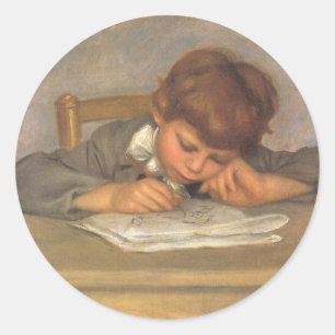Sticker Rond Jean Dessin par Pierre Renoir, Vintage Beaux-Arts