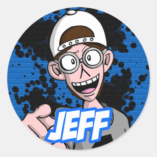 Sticker rond Jeff (Devant)