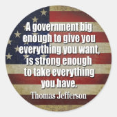 Sticker Rond Jefferson : La Grande Gouvernance prendra tout... (Devant)