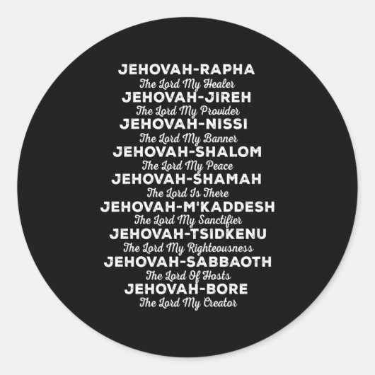 Sticker Rond Jéhovah-Rapha Noms De Dieu Chrétien (Devant)