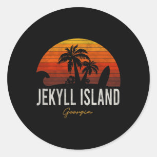 Sticker Rond Jekyll Island Beach Georgia Ga Palms Surf de vacan