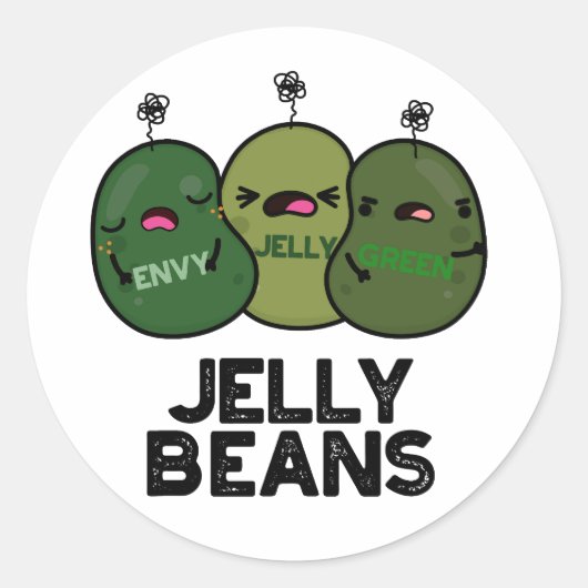 Sticker Rond Jelly Haricots Drôle Jalous Bonbons Pun (Devant)