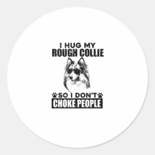 Sticker Rond J'Embrasse Mon Collie Brutal Pour Ne Pas Choquer L
