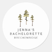 Sticker Rond JENNA Pine Tree Camp Mountain Bachelorette (Devant)