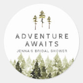 Sticker Rond JENNA Shower de mariage aquarelle rustique pin (Devant)
