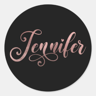 Sticker Rond Jennifer décorative Faux Rose Gold Ombre Foil
