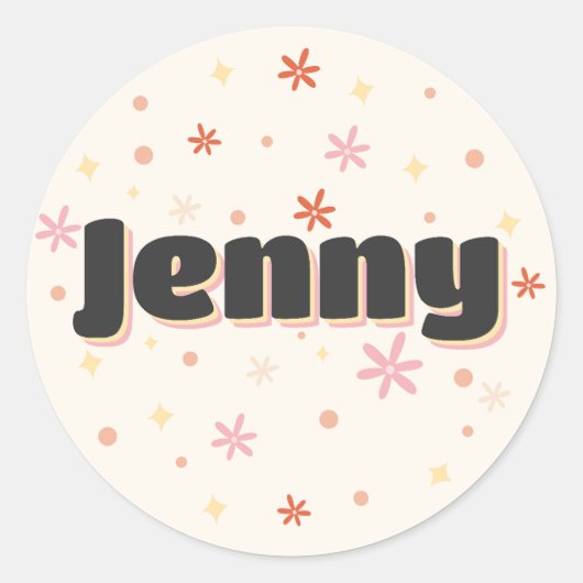 Sticker Rond Jenny nom mignonne design (Devant)