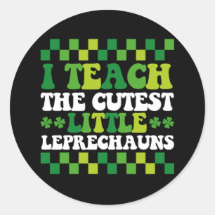 Sticker Rond J'Enseigne À L'Enseignant Le Petit Leprechauns Le