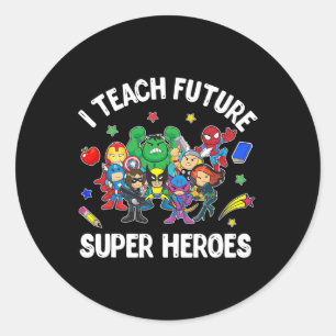 Sticker Rond J'Enseigne Futur Super Héros Tee Cadeau Enseigneme