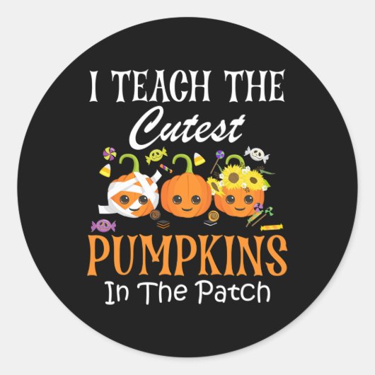 Sticker Rond J'Enseigne Les Citrouilles Les Plus Cuttes Dans Le (Devant)