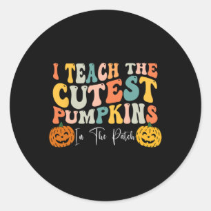 Sticker Rond J'Enseigne Les Citrouilles Les Plus Cuttes Dans Le