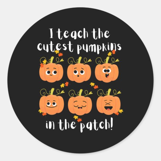 Sticker Rond J'enseigne les citrouilles les plus mignons dans l (Devant)