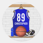 Sticker Rond Jersey Blue and White Basketball (Devant)