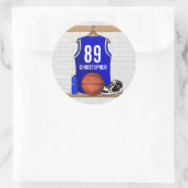 Sticker Rond Jersey Blue and White Basketball (Sac)