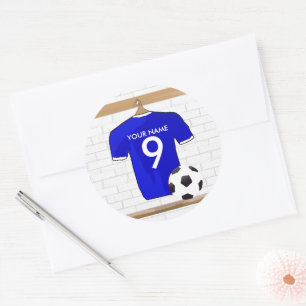 Sticker Rond Jersey de football bleu blanc personnalisé