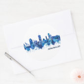 Sticker Rond Jérusalem Israel Skyline Blue (Enveloppe)