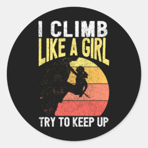 Sticker Rond J'Escalade Comme Une Fille Équipement D'Escalade E
