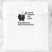 Sticker Rond Jésus a aidé les pauvres. Les républicains s'aiden (Sac)