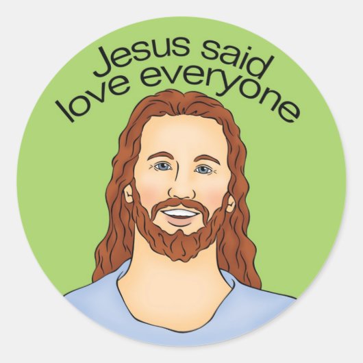 Sticker Rond Jésus a dit l'amour à tous (Devant)