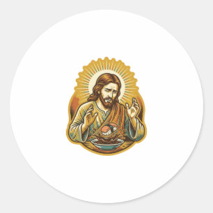 Sticker Rond Jésus a laissé tomber des sushis dans une éclabous