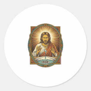 Sticker Rond Jésus a laissé tomber la lentille de contact dans