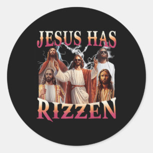 Sticker Rond Jésus A Rizzen Funny Mème Chrétien Novelty Jesu