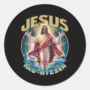 Sticker Rond Jésus A Rizzen Pâques Dimanche Porter Design Amusa