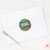 Sticker Rond JÉSUS Adore-Lui Festivals Étoiles De Noël (Enveloppe)