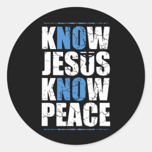 Sticker Rond Jésus Aime La Bible Connaît Jésus Connaît La Paix 