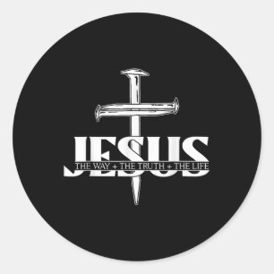 Sticker Rond Jésus Aime la foi chrétienne Religion Nail Cross